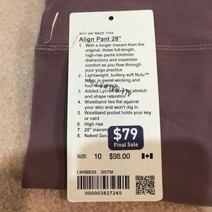 Lululemon align legging NWOT